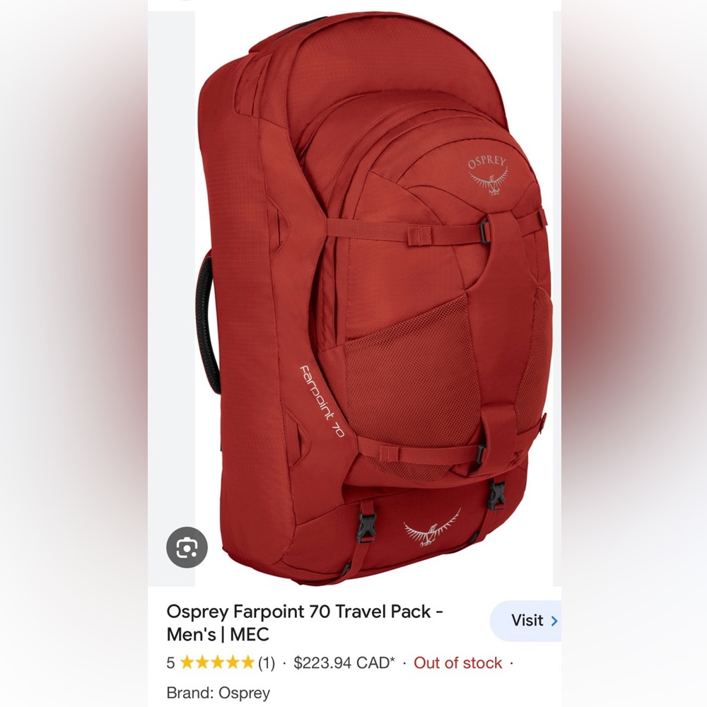 Osprey 70L Travel Backpack
